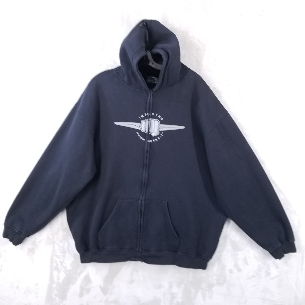 Imported from Detroit Sweatshirt Men 2XL‎ Black Full Zip Hoodie Bayside USA Made
